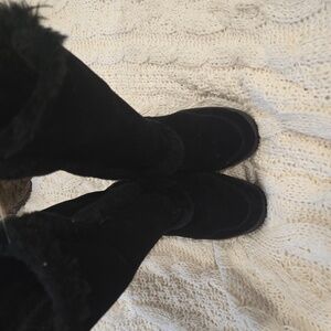 Style & Co Size 8M Black Suede Faux Fur Design